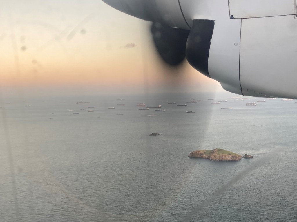 Panama Canal queue from the air
