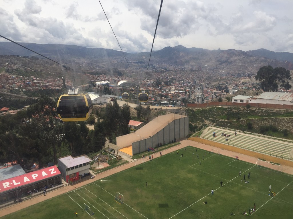 Amarilla cable car over the Football Stadium