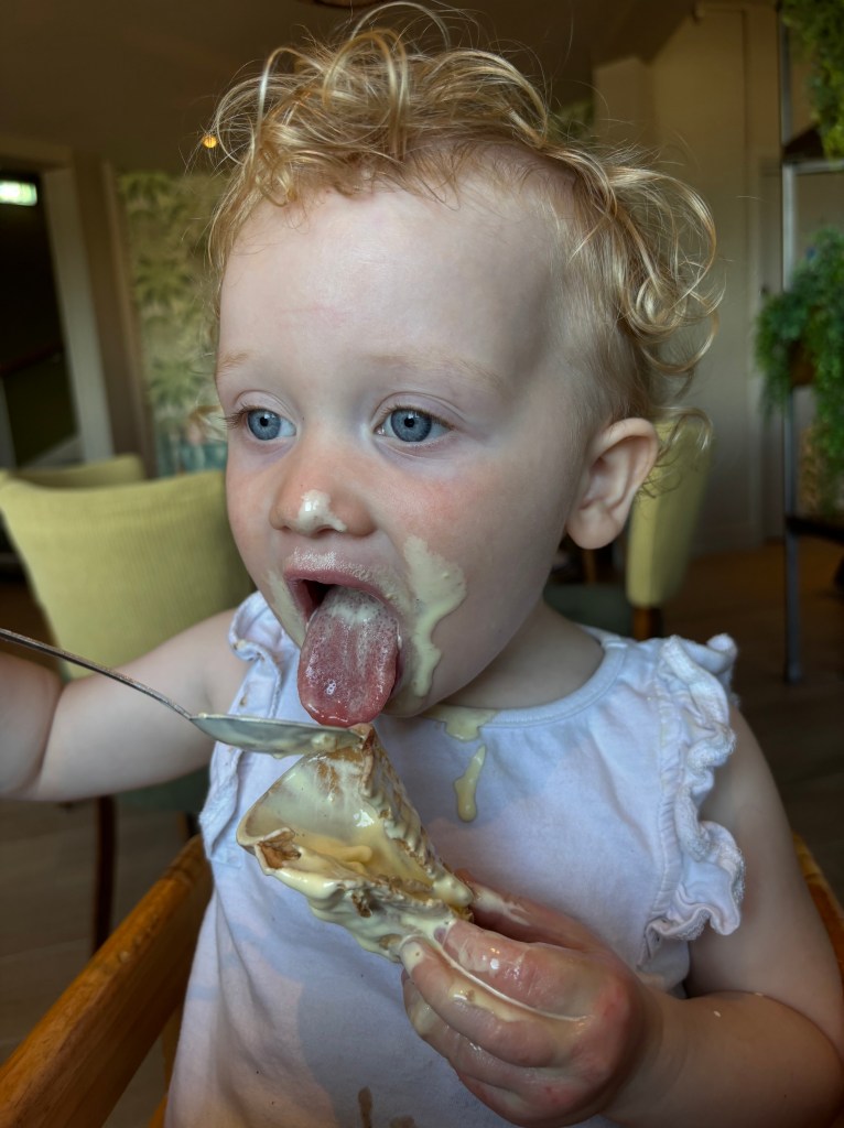 Enjoying an ice cream at the Neptune, Boscombe