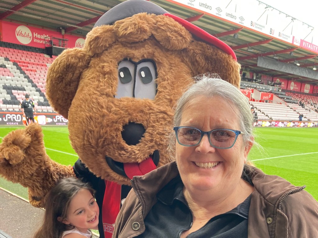 Cherry Bear at the Vitality Stadium
