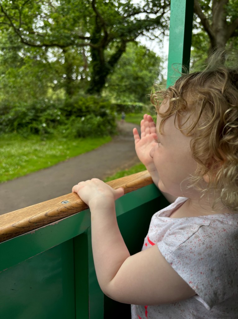 Riding the train at Poole Park