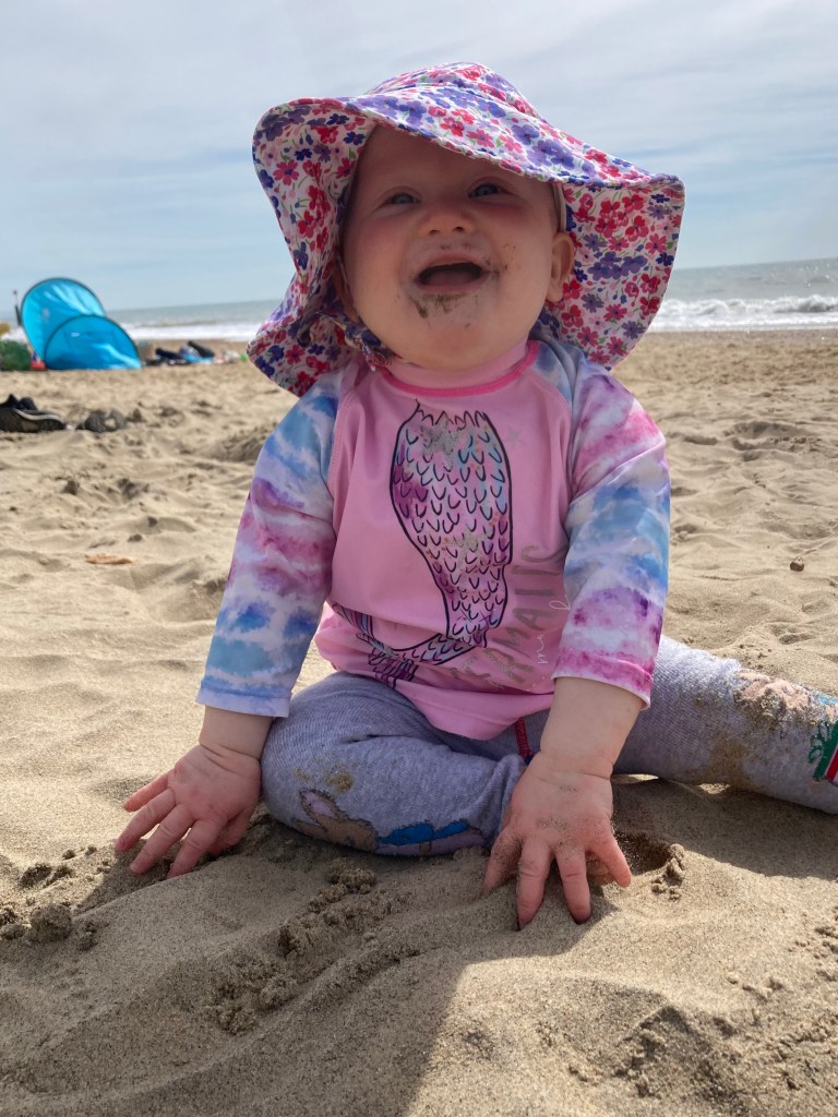 Eating sand at the beach