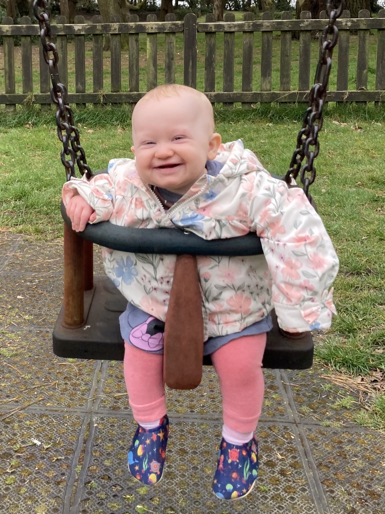 Enjoying the swings at Shelley Park
