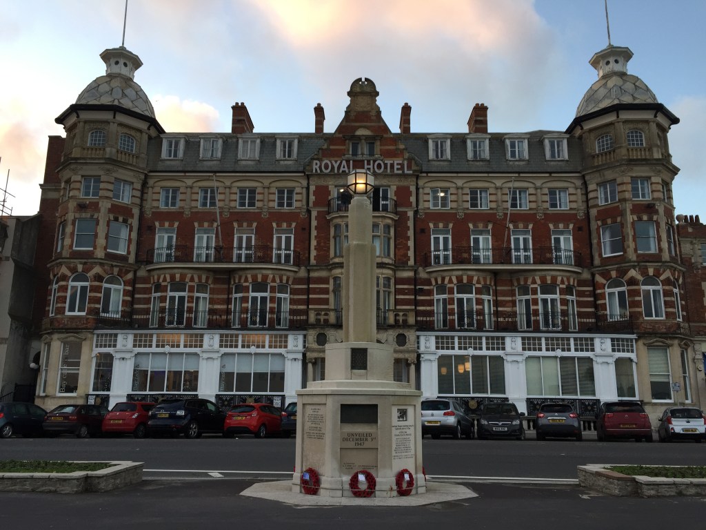 Royal Hotel and War Memorial, Weymouth Esplanade